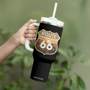 Vintage Motorcycle Road Trip Route Highway 66 Tumbler With Handle Open Road Adventure TS12 Print Your Wear
