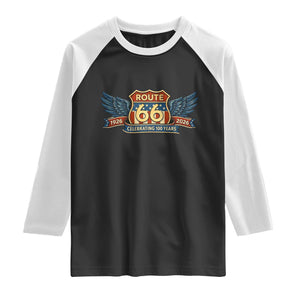 Route Highway 66 Centennial Raglan Shirt 100 Years Of The Mother Road TS12 Black White Print Your Wear