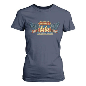 Route Highway 66 Centennial T Shirt For Women 100 Years Of The Mother Road TS12 Navy Print Your Wear