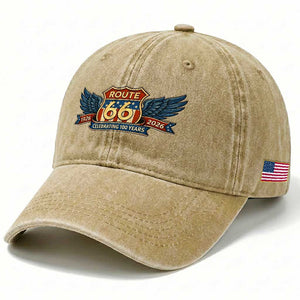 Route Highway 66 Centennial Washed Cotton Baseball Cap 100 Years Of The Mother Road TS12 Print Your Wear