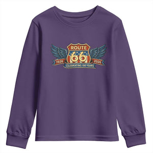 Route Highway 66 Centennial Youth Sweatshirt 100 Years Of The Mother Road TS12 Purple Print Your Wear