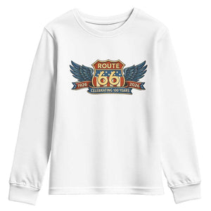Route Highway 66 Centennial Youth Sweatshirt 100 Years Of The Mother Road TS12 White Print Your Wear