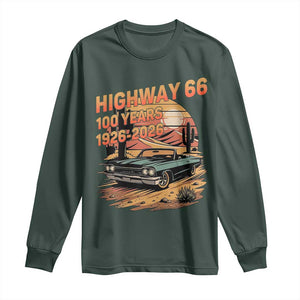 Route Highway 66 Centennial Long Sleeve Shirt 100 Year Road Trip Adventure TS12 Dark Forest Green Print Your Wear
