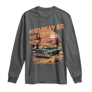 Route Highway 66 Centennial Long Sleeve Shirt 100 Year Road Trip Adventure TS12 Dark Heather Print Your Wear