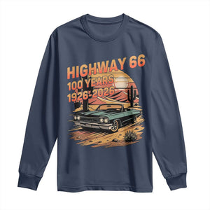 Route Highway 66 Centennial Long Sleeve Shirt 100 Year Road Trip Adventure TS12 Navy Print Your Wear