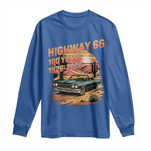 Route Highway 66 Centennial Long Sleeve Shirt 100 Year Road Trip Adventure TS12 Royal Blue Print Your Wear