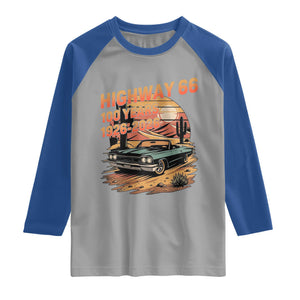 Route Highway 66 Centennial Raglan Shirt 100 Year Road Trip Adventure TS12 Sport Gray Royal Print Your Wear