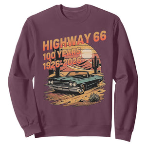 Route Highway 66 Centennial Sweatshirt 100 Year Road Trip Adventure TS12 Maroon Print Your Wear