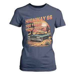 Route Highway 66 Centennial T Shirt For Women 100 Year Road Trip Adventure TS12 Navy Print Your Wear