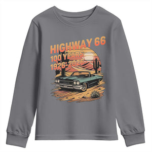 Route Highway 66 Centennial Youth Sweatshirt 100 Year Road Trip Adventure TS12 Charcoal Print Your Wear