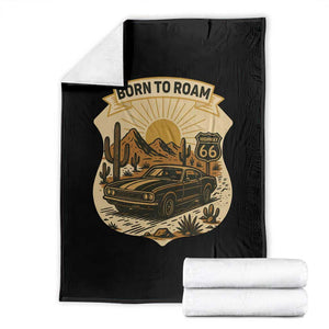 Vintage Muscle Car Route Highway 66 Throw Blanket Born To Roam Road Trip TS12 Black Print Your Wear