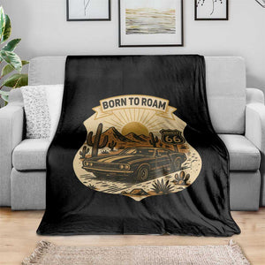Vintage Muscle Car Route Highway 66 Throw Blanket Born To Roam Road Trip TS12 Print Your Wear