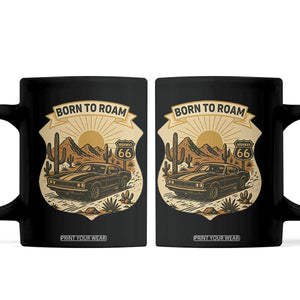 Vintage Muscle Car Route Highway 66 Coffee Mug Born To Roam Road Trip TS12 Black Print Your Wear
