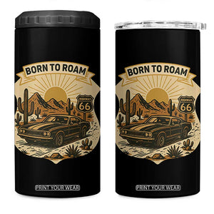 Vintage Muscle Car Route Highway 66 4 in 1 Can Cooler Tumbler Born To Roam Road Trip TS12 One Size: 16 oz Black Print Your Wear