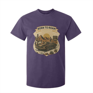 Vintage Muscle Car Route Highway 66 T Shirt For Kid Born To Roam Road Trip TS12 Purple Print Your Wear