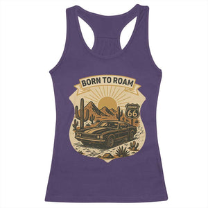 Vintage Muscle Car Route Highway 66 Racerback Tank Top Born To Roam Road Trip TS12 Purple Print Your Wear
