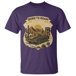 Vintage Muscle Car Route Highway 66 T Shirt Born To Roam Road Trip TS12 Purple Print Your Wear