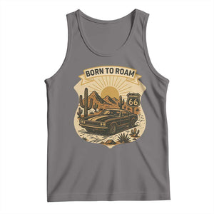 Vintage Muscle Car Route Highway 66 Tank Top Born To Roam Road Trip TS12 Deep Heather Print Your Wear