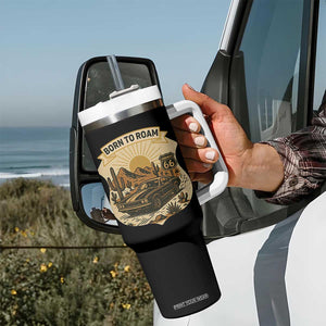 Vintage Muscle Car Route Highway 66 Tumbler With Handle Born To Roam Road Trip TS12 Print Your Wear