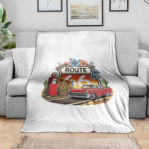 Retro Route Highway 66 Throw Blanket Boho Wildflower Americana Floral TS12 Print Your Wear
