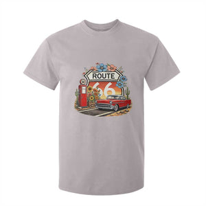 Retro Route Highway 66 T Shirt For Kid Boho Wildflower Americana Floral TS12 Ice Gray Print Your Wear
