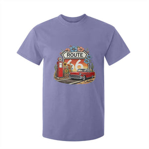 Retro Route Highway 66 T Shirt For Kid Boho Wildflower Americana Floral TS12 Violet Print Your Wear