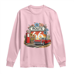 Retro Route Highway 66 Long Sleeve Shirt Boho Wildflower Americana Floral TS12 Light Pink Print Your Wear