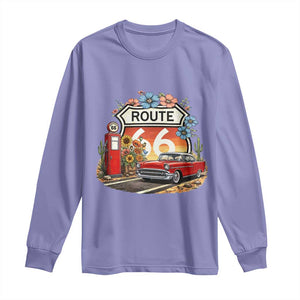 Retro Route Highway 66 Long Sleeve Shirt Boho Wildflower Americana Floral TS12 Violet Print Your Wear