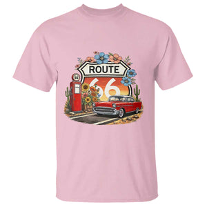 Retro Route Highway 66 T Shirt Boho Wildflower Americana Floral TS12 Light Pink Print Your Wear