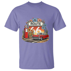 Retro Route Highway 66 T Shirt Boho Wildflower Americana Floral TS12 Violet Print Your Wear