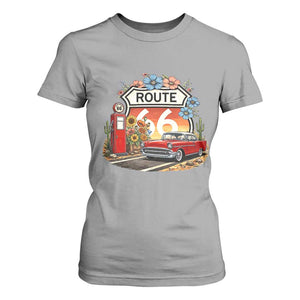 Retro Route Highway 66 T Shirt For Women Boho Wildflower Americana Floral TS12 Sport Gray Print Your Wear