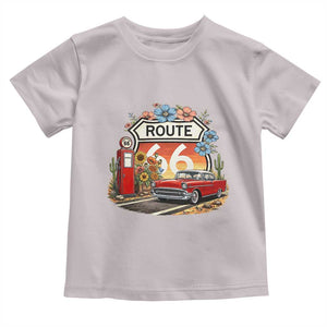 Retro Route Highway 66 Toddler T Shirt Boho Wildflower Americana Floral TS12 Ice Gray Print Your Wear
