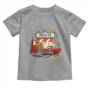 Retro Route Highway 66 Toddler T Shirt Boho Wildflower Americana Floral TS12 Sport Gray Print Your Wear