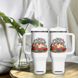 Retro Route Highway 66 Tumbler With Handle Boho Wildflower Americana Floral TS12 Print Your Wear