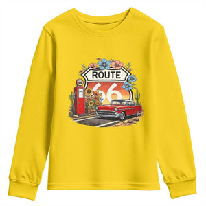 Retro Route Highway 66 Youth Sweatshirt Boho Wildflower Americana Floral TS12 Daisy Print Your Wear