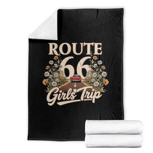 Retro Floral Route Highway 66 Girls Trip Road Trip Throw Blanket
