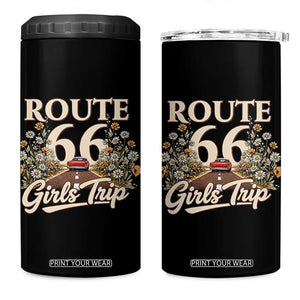 Retro Floral Route Highway 66 Girls Trip Road Trip 4 in 1 Can Cooler Tumbler