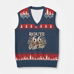 Retro Floral Route Highway 66 Girls Trip Road Trip V-Neck Knit Sweater Vest
