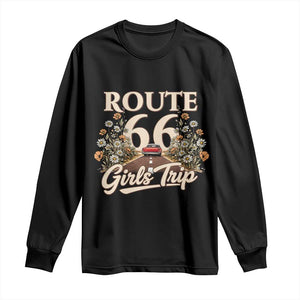 Retro Floral Route Highway 66 Girls Trip Road Trip Long Sleeve Shirt
