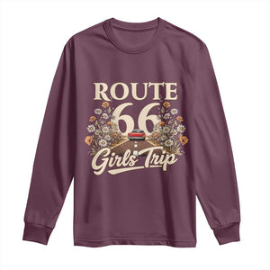 Retro Floral Route Highway 66 Girls Trip Road Trip Long Sleeve Shirt