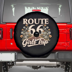 Retro Floral Route Highway 66 Girls Trip Road Trip Spare Tire Cover