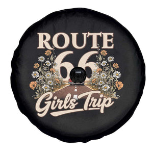 Retro Floral Route Highway 66 Girls Trip Road Trip Spare Tire Cover