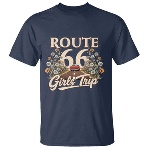 Retro Floral Route Highway 66 Girls Trip Road Trip T Shirt