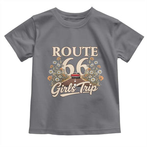 Retro Floral Route Highway 66 Girls Trip Road Trip Toddler T Shirt