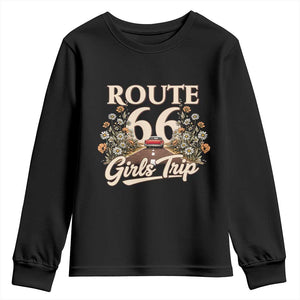 Retro Floral Route Highway 66 Girls Trip Road Trip Youth Sweatshirt