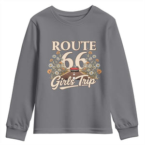 Retro Floral Route Highway 66 Girls Trip Road Trip Youth Sweatshirt