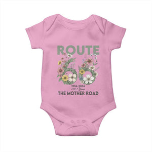 Route Highway 66 Baby Onesie Floral Centennial 100 Year Anniversary TS12 Light Pink Print Your Wear