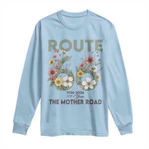 Route Highway 66 Long Sleeve Shirt Floral Centennial 100 Year Anniversary TS12 Light Blue Print Your Wear