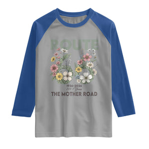 Route Highway 66 Raglan Shirt Floral Centennial 100 Year Anniversary TS12 Sport Gray Royal Print Your Wear