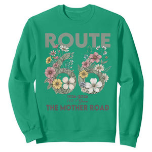 Route Highway 66 Sweatshirt Floral Centennial 100 Year Anniversary TS12 Irish Green Print Your Wear